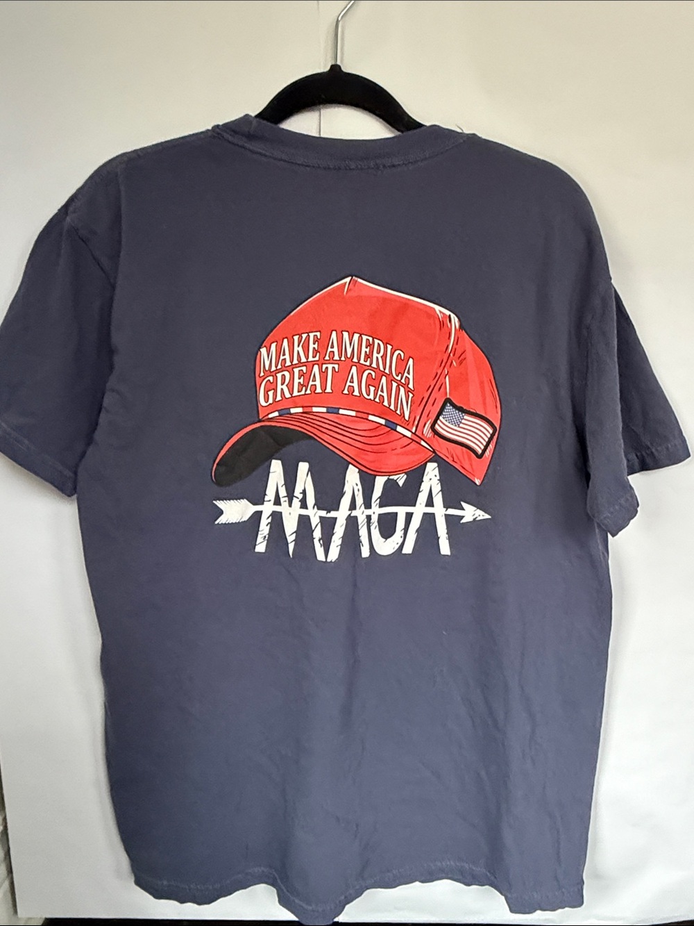 Men's Navy Short-Sleeve Graphic Tee with Red Cap Print